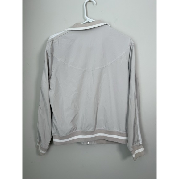 Women's Athleta Beige Circa Track Sports Jacket Zip Up Sz S Thumbholes Retro - Picture 5 of 12